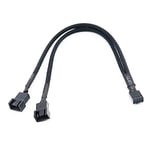 Cuasting 1 to 2 Way Braided Cable Y Splitter 3/4 Pin PWM Male Fan Computer PC Fan Extension Cable