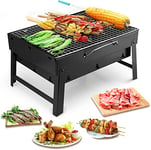 Uten Barbecue Grill Portable, Charcoal Barbecues, Stainless Steel BBQ, Desk Tabletop Outdoor Barbecue Grill, Charcoal BBQ Pit Grill for Picnic Garden Camping Travel (17.1''x11.8''x9.5'')