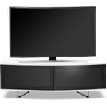 Homeology Caru Gloss White &  Black "D" Shape Design 32"-65" TV Cabinet Unit