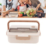 (Beige)3 Compartment Bento Box Proof Microwave Safe Sealed Plastic Lunch