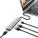 Satechi USB-C Multiport Adapter 4k HDMI & USB 3 Space Grey 2x 3.0, 1xUSB-C 60W för laddning