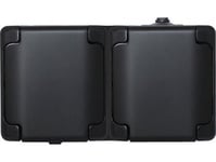 Kos Elektro System 180942 Bryza Uttag Dubbel Horisontell Ip54 Matt Flap Typ Schuko 2X2p+Z 16A 250V Svart 180942
