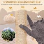 Liten skrapstolpe kattträd med hängmatta & säng & sisalstolpar & kattborste beige 40 x 30 x 72 cm