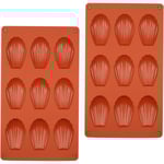 Röd - Silikon Madeleine-form, Madeleine-kakform Mini Silikonform för tårta Gelé Mousse Choklad (Set om 2)