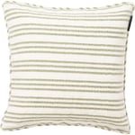 Stripe Structured Linen/Cotton Tyynynpäällinen 50x50 cm, Valkoinen/Vihreä