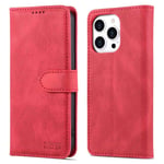AZNS Wallet Cover for iPhone 14 Pro Max etui - Rød
