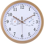 MLL 30cm Radio Controlled Wall Clock With Temperature Humidity, Non-Ticking Silent Wall Clock for Home/Kitchen/Office/School Clock, Easy to Read
