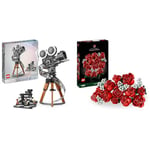 LEGO| Disney La Caméra Hommage à Walt Disney - Set de Construction Adultes & Icons Botanical Collection Le Bouquet de Roses, Fleurs Artificielles pour Décorer la Chambre