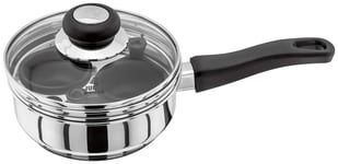 Judge Vista JJ92A Two Egg Poacher and Stainless Steel Frying Pan, 16cm, Vented Glass Lid and Stay-Cool Handle, Induction Ready, 25 Year Guarantee 10 Year Non-Stick Warranty