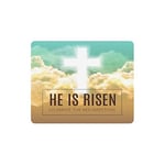 Christian Religious Design Easter He is Risen with Cross Rectangle Non Slip Rubber Mousepad, Gaming Mouse Pad Mouse Mat for Office Home Woman Man Employee Boss Work