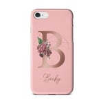 iCaseDesigner Personalised Floral Botanical Watercolour Monogram and Signature Phone Case for Apple iPhone X/XS - 3b. Geometric Rose Gold Letter on Pink