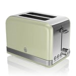 SWAN Retro Green 2 Slice Toaster with Defost/Reheat/Cancle Functions ST19010GN
