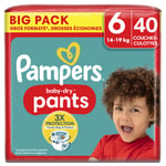 Couches Culottes Bébés Baby - Dry Pants 14 - 19 Kg Taille 6 Pampers - Le Pack De 40 Couches Culottes