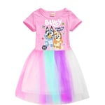 Bluey Prinsessa Cosplay Klänning Flickor Rollspel Kostym Födelsedagsfest Scenframträdande Barn Karneval Fina Kläder Pink 120cm