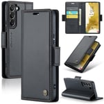 CaseMe Slim Plånboksfodral RFID-skydd Samsung Galaxy S22 Svart