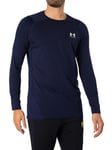 Under ArmourHeatGear Fitted Long Sleeve Top - Midnight Navy/White