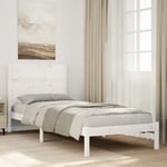 Sängram utan madrass extra lång vit 100x220 cm massivt trä