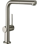 Hansgrohe Talis M54 Kitchen Tap with Hose Box, 360° Swivel, Extendible Spout, High Comfort Spout 270 mm, Standard Connections, Stainless Steel Finish,72809800