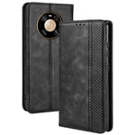 TANYO Leather Folio Case for Huawei Mate 40 Pro, Premium PU/TPU Wallet Cover with Card and Cash Slots, Flip Magnetic Closure Shell - Black