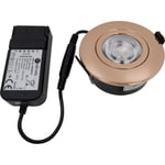 Nordtronic Low Profile Flexible downlight utomhus, drivdon, Ø7,5 cm, 3000K, koppar