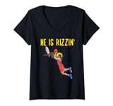 Womens He Is Risen! Outfit For Easter, Basketball Sport Jesus V-Neck T-Shirt