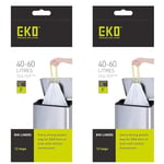 EKO Size F Bin Liners For Kitchen Bins - 40-60 Litre Capacity - Extra Strong Bags with Drawstring Tie Handles - 12 Bags,White (Pack of 2)
