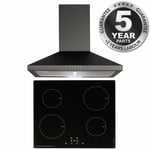 SIA 60cm Black ECO 13 Amp 4 Zone Touch Control Induction Hob & Cooker Hood Fan