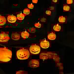 Halloween pumpa ljusslinga, pumpa ljusslinga, batteridriven, 30 LED ljusslinga, utomhus Halloween dekoration med fjärrkontroll, 8 lägen för