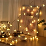 Utomhus LED-ljusslingor, 5m, 50 st LED-kulor, Varmvit, Ljus för barnrum, balkong, fest, dekoration 5 m Globe