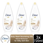 Dove Body Wash Nourishing Silk Natural Moisturiser for Silky Soft Skin, 3x720ml