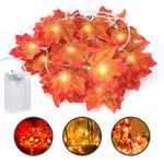 E-More Maple Leaves String Lights, 5M 50LED Artificial Fall Garland Battery Operated Fairy Light Autumn Home Decoration for Christmas Thanksgiving Halloween Party Wedding