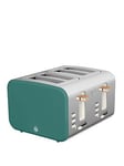 Swan St14620Gren Nordic 4-Slice Toaster With Defrost/Reheat/Cancel Functions, Cord Storage, 1500W, Green