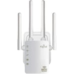 1200 Mbps kraftfull WiFi-repeater, Dual Band 2,4 GHz och 5 GHz WiFi-signalförstärkare med 4 externa antenner, 2 LAN Ethernet-portar
