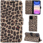 DodoBuy iPhone 11 Pro Max Case Leopard Print PU Leather Flip Cover Wallet Kickstand Feature with Card Slots Cash Holder Magnetic Clasp for iPhone 11 Pro Max - Yellow