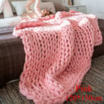 Arm Knitted Blanket Merino Wool Throw Iceland Thick Yarn Pink 120x150cm