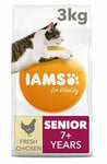 Iams For Vitality Senior Dry Cat Food With Fresh Chicken, 3 Kg, Chicken