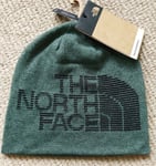 Genuine THE NORTH FACE Dark Sage Heather Banner Reversible BEANIE Toque Hat TNF1