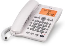 SPC Office ID 2 - Fast telefon med sladd med upplyst skärm, 4 direktminnen, nummerpresentation, skrivbord/vägg - Vit