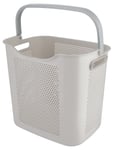 Clas Ohlson Liten tvättkorg plast, med handtag, beige och grå