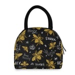 Hohey Bee Lunch Bag for Women Reusable Tote Bag Cooler Insulated Lunch Box for School Office Picnic Kids Adults Children