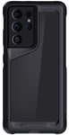 Ghostek ATOMIC slim S21 Ultra Phone Case with Protective Aluminum Metal Bumper and Clear Back Heavy Duty Shock-Absorbent Protection Designed for 2021 Samsung Galaxy S21 Ultra 5G (6.8") (Phantom Black)