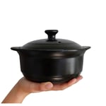 WJXBoos Korean Dolsot Stone Bowl With Lid,ceramic Casserole Sizzling Hot Pot For Bibimbap And Soup Jjiage Korean Food Black 1.05quart
