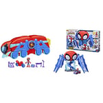 Hasbro Marvel Spidey and His Amazing Friends Spider Crawl-R 2-in-1 Deluxe Headquarters Playset & Marvel Spidey and His Amazing Friends Web-Quarters Playset With Lights, Sounds, Spidey and Vehicle