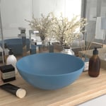 vidaXL keramisk håndvask til badeværelse rund lyseblå