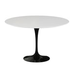 Knoll - Saarinen Round Table - Matbord Ø 120 cm Svart underrede skiva i Vit laminat - Matbord
