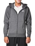Nike M NSW Club Hoodie FZ BB Sweat-Shirt Homme Charcoal Heathr/Anthracite/(White) FR: XS (Taille Fabricant: XS)