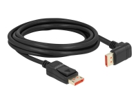 Delock - DisplayPort-kabel - DisplayPort (hane) vinklad till DisplayPort (hane) låst - DisplayPort 1.4 - 3 m - 8K60 Hz (7680 x 4320) stöd - svart