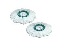 Leifheit Replacement Head Clean Twist Disc Mop, x 2 Pack, High Dirt and Water Absorption with Effective Micro Fibre Cleaning, Microfibre, White, 21 x 17 x 8.5 cm
