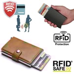 PopUp Smart korthållare skjuter Fram 8st Kort RFID-NFC Säker- Gul