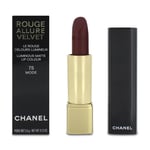 Chanel Rouge Allure Velvet Luminous Lip Colour 75 Mode Red Lipstick Matte Finish